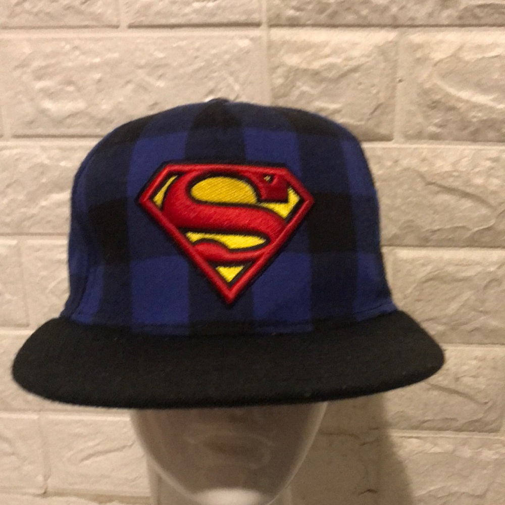 Superman DC Comics Blue Checkered Snapback Hat